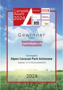 Campsite Award Gewinner Urkunde 2024